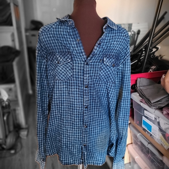NWT NOIZE AMSTRDM Indigo Check Shirt - Picture 6 of 8